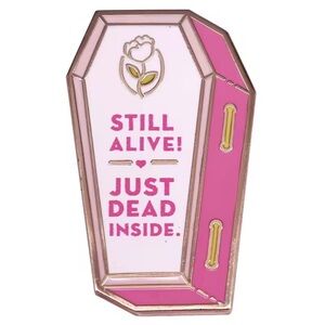 Pink and White Coffin Enamel Pin